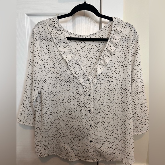 Polka Dot Blouse, Low Back, Silver Button Detailing - Size Small - Picture 2 of 6